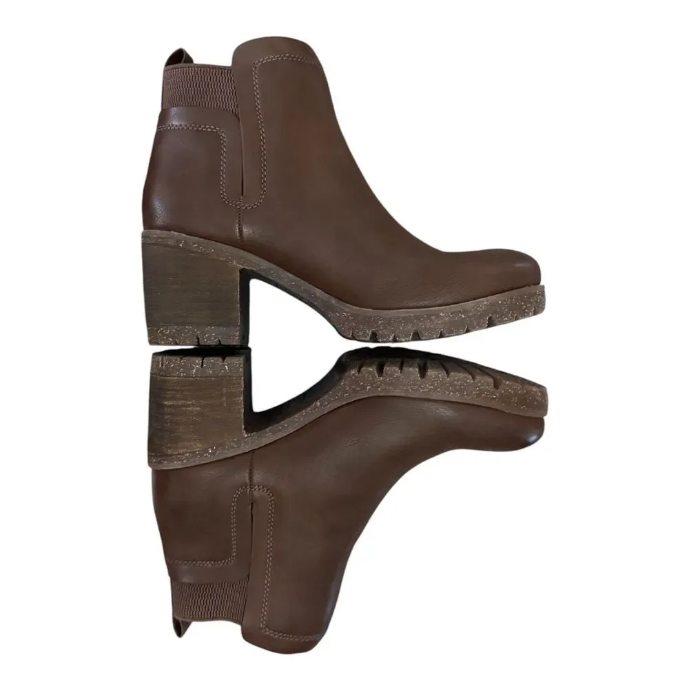 Korks Elsie Ankle Chunky Heeled Dark Brown Booties Women Size 6.5